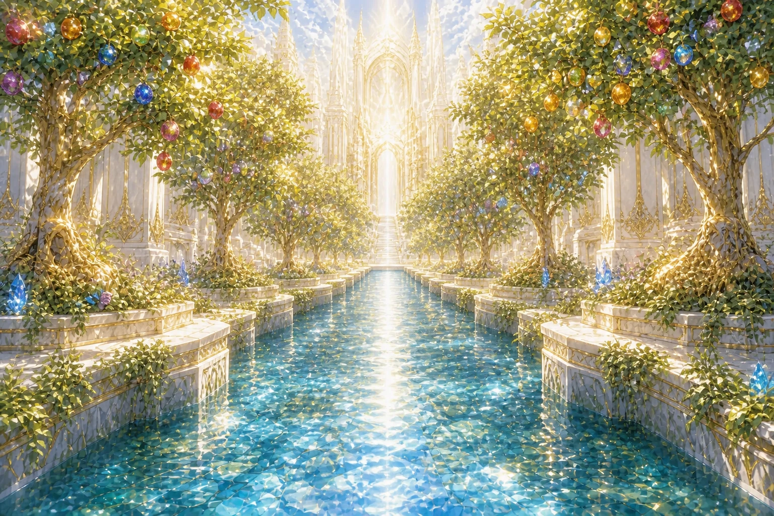 生命の川と生命の木のイラスト