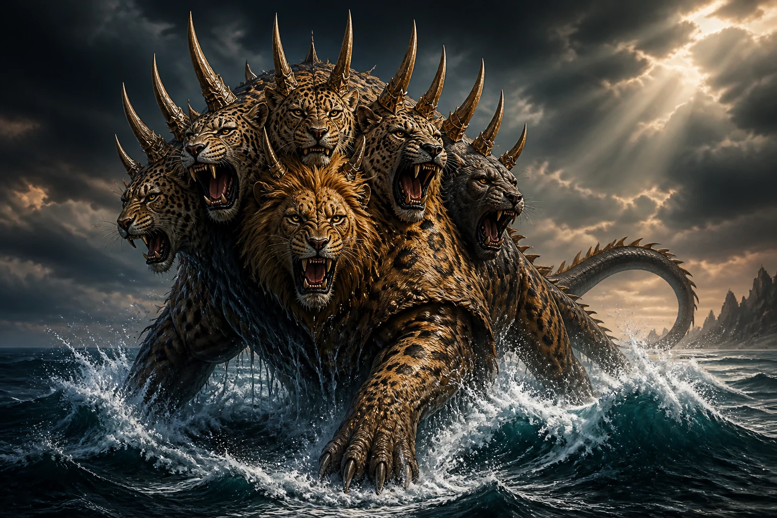 海から上る獣のイラスト